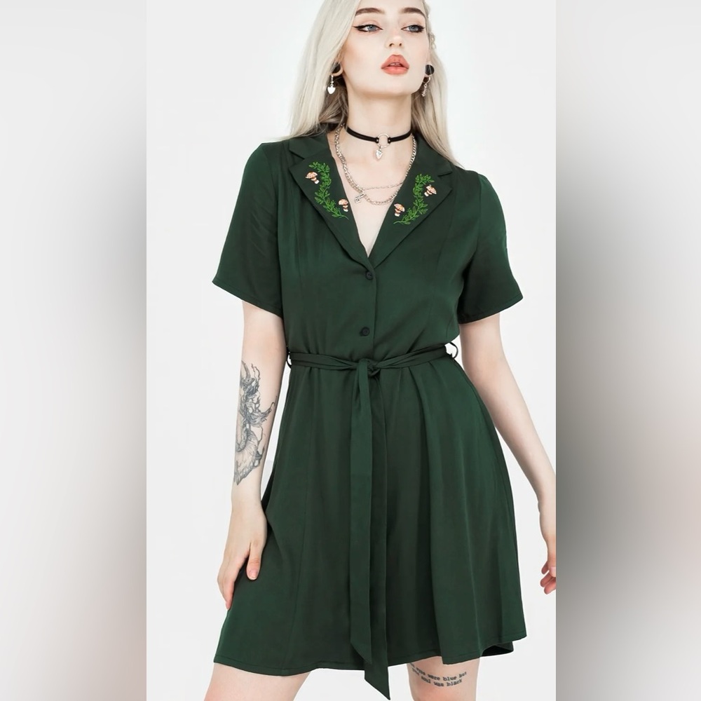 NWT Disturbia Fable Button Up Mini Shirt Dress